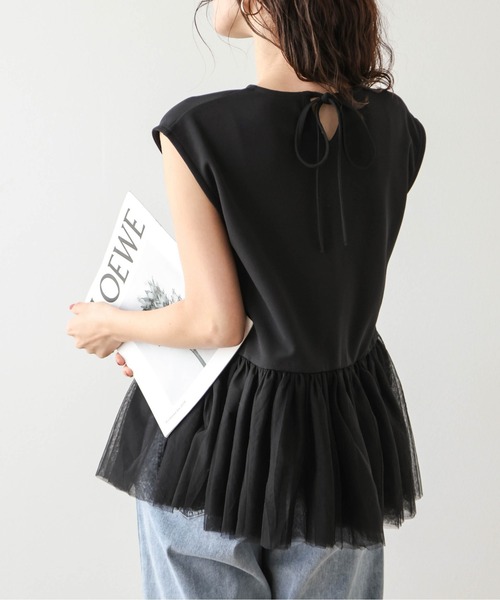 AMELY(エミリー)の「チュールペプラムトップス(シャツ/ブラウス・レディース・ブラック/ホワイト・フリー)」の16枚目の写真
