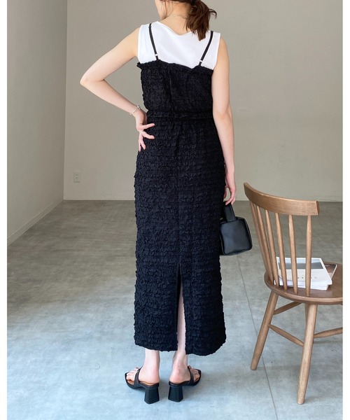 セール】ショート丈クロップドジャガードフリルビスチェ