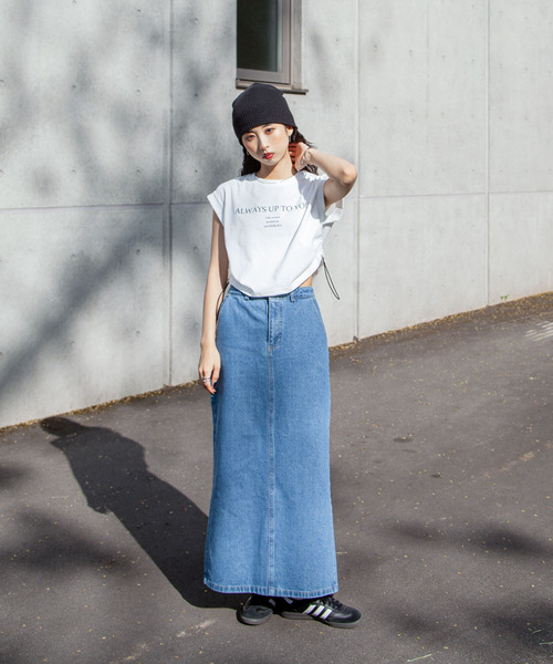 Chillfar（チルファー）の「サイドシャーリングTシャツ（Tシャツ/カットソー・レディース・チャコール/オートミール/ホワイト/ネイビー・FREE）」の14枚目の写真