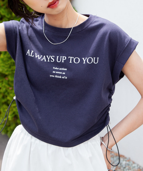 Chillfar（チルファー）の「サイドシャーリングTシャツ（Tシャツ/カットソー・レディース・チャコール/オートミール/ホワイト/ネイビー・FREE）」の10枚目の写真