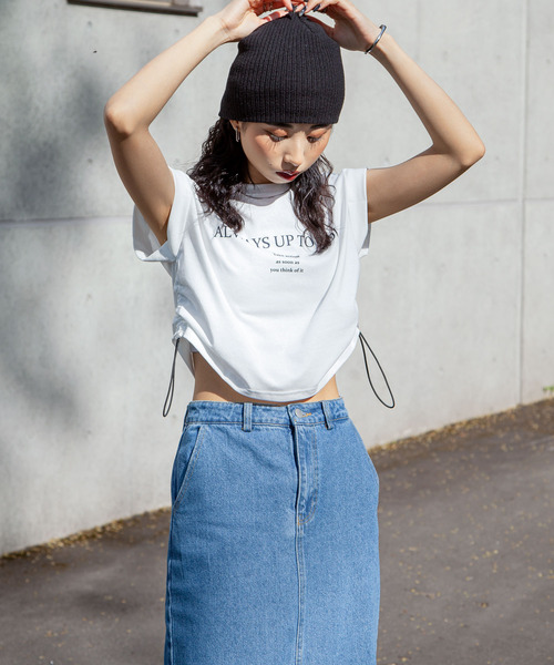 Chillfar（チルファー）の「サイドシャーリングTシャツ（Tシャツ/カットソー・レディース・チャコール/オートミール/ホワイト/ネイビー・FREE）」の21枚目の写真