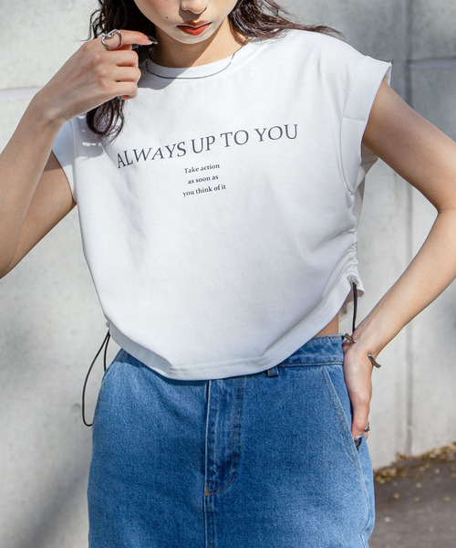 Chillfar（チルファー）の「サイドシャーリングTシャツ（Tシャツ/カットソー・レディース・チャコール/オートミール/ホワイト/ネイビー・FREE）」の20枚目の写真