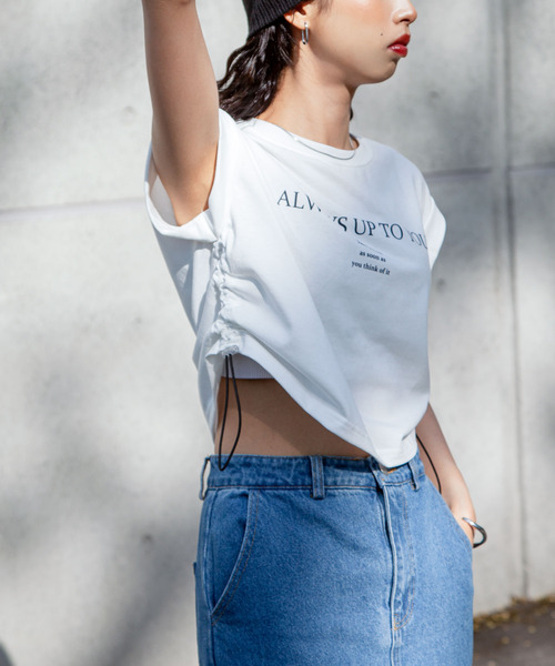 Chillfar（チルファー）の「サイドシャーリングTシャツ（Tシャツ/カットソー・レディース・チャコール/オートミール/ホワイト/ネイビー・FREE）」の19枚目の写真