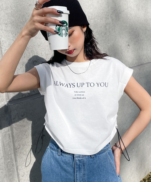 Chillfar（チルファー）の「サイドシャーリングTシャツ（Tシャツ/カットソー・レディース・チャコール/オートミール/ホワイト/ネイビー・FREE）」の16枚目の写真