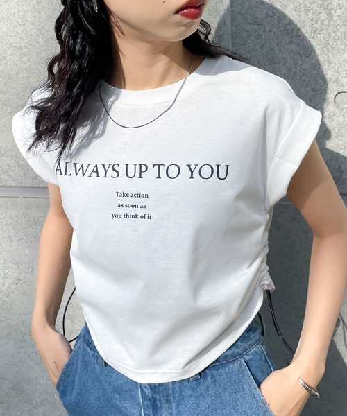 Chillfar（チルファー）の「サイドシャーリングTシャツ（Tシャツ/カットソー・レディース・チャコール/オートミール/ホワイト/ネイビー・FREE）」の18枚目の写真