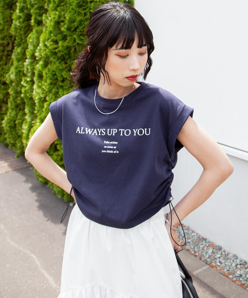tシャツ サイドロゴプリントTシャツ レディース tシャツ ヴィンテージ ロゴ プリント Tシャツ レディース