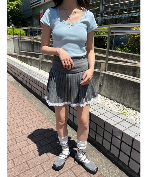 PHILLY(フィリー)の「【PHILLY】フロントリボンコンパクトTシャツ(Tシャツ/カットソー・レディース・ブルー/ブラック/ホワイト・FREE)」の6枚目の写真