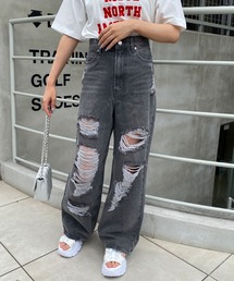 INGNI | クラッシュデニムワイドパンツ(デニムパンツ)