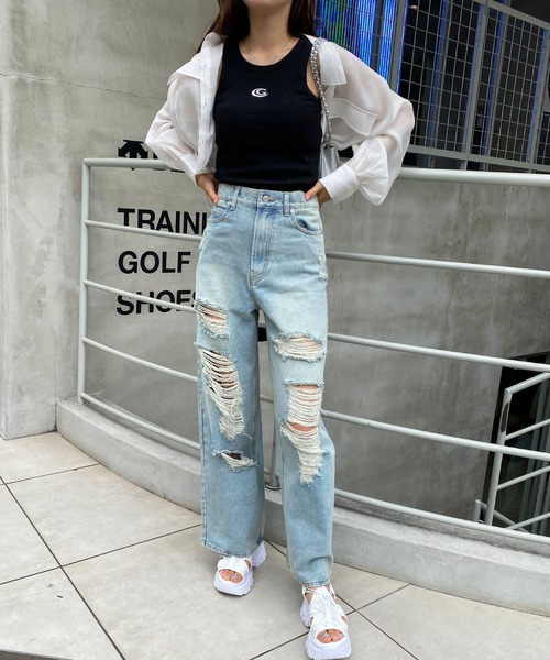 INGNI（イング）の「クラッシュデニムワイドパンツ（デニムパンツ・レディース・ライトグレー/ブルー系その他3・S/M）」の15枚目の写真