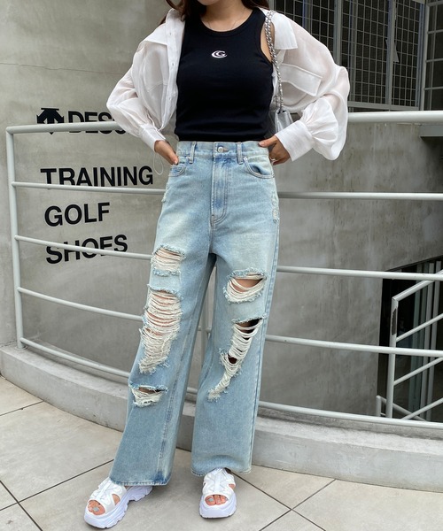 INGNI（イング）の「クラッシュデニムワイドパンツ（デニムパンツ・レディース・ライトグレー/ブルー系その他3・S/M）」の16枚目の写真