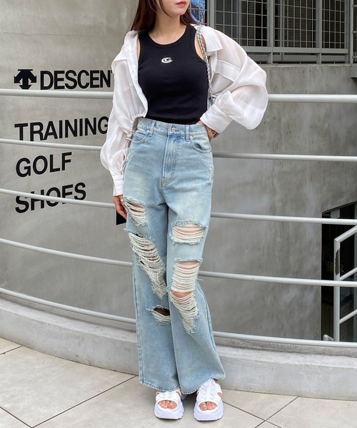 INGNI（イング）の「クラッシュデニムワイドパンツ（デニムパンツ・レディース・ライトグレー/ブルー系その他3・S/M）」の17枚目の写真