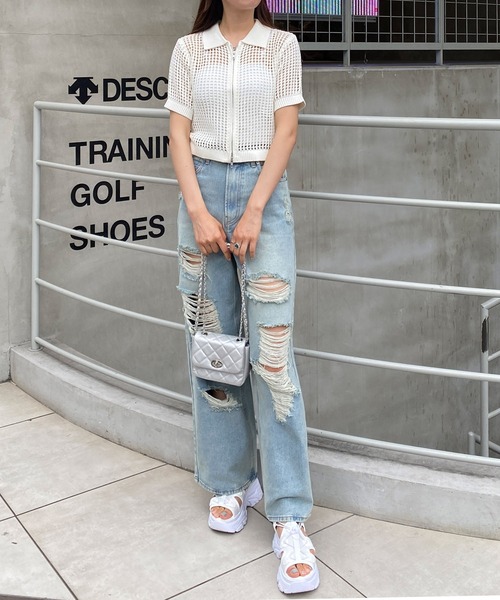 INGNI（イング）の「クラッシュデニムワイドパンツ（デニムパンツ・レディース・ライトグレー/ブルー系その他3・S/M）」の20枚目の写真