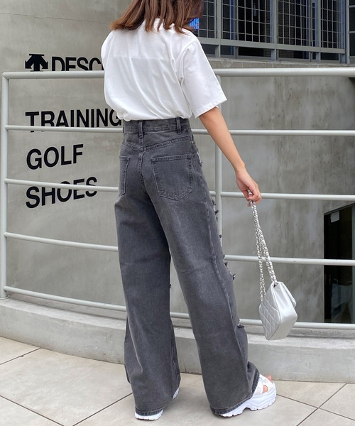 INGNI（イング）の「クラッシュデニムワイドパンツ（デニムパンツ・レディース・ライトグレー/ブルー系その他3・S/M）」の6枚目の写真