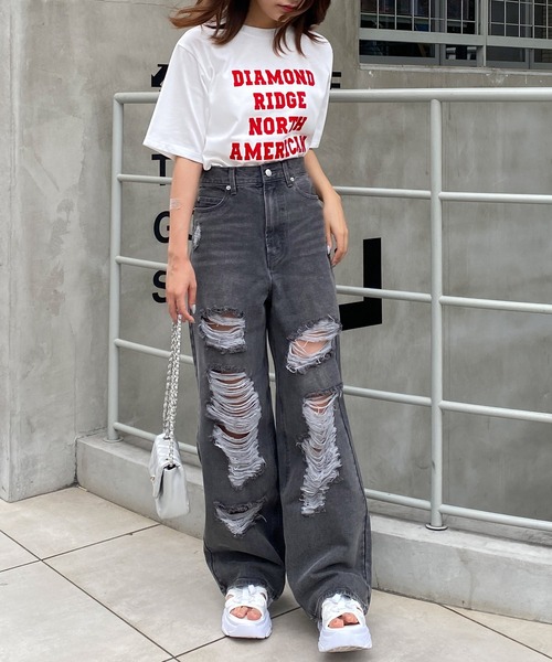 INGNI（イング）の「クラッシュデニムワイドパンツ（デニムパンツ・レディース・ライトグレー/ブルー系その他3・S/M）」の11枚目の写真