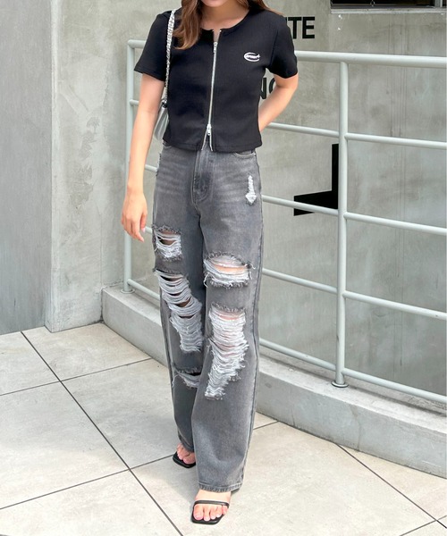 INGNI（イング）の「クラッシュデニムワイドパンツ（デニムパンツ・レディース・ライトグレー/ブルー系その他3・S/M）」の22枚目の写真