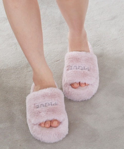 gelato pique（ジェラートピケ）の「エコファールームシューズ（ルームシューズ/スリッパ・レディース・ブルー/ピンク/オフホワイト・FREE）」の3枚目の写真