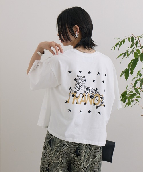 TRANOI（トラノイ）の「TRANOI. TIGER TRANOI.T（Tシャツ/カットソー・レディース・ホワイト/チャコールグレー/ブルー・FREE）」の4枚目の写真