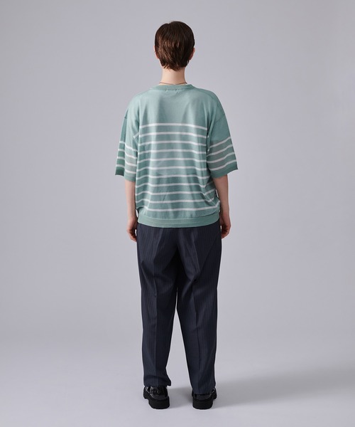 ONCILY(オンシェリー)の「SHEAR BORDER T-SHIRT / ボーダーシアーTシャツ(Tシャツ/カットソー・メンズ・ブルー/ネイビー・MEDIUM/LARGE)」の11枚目の写真