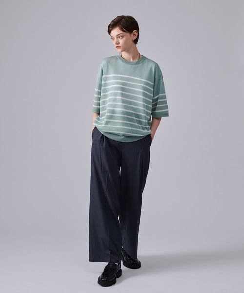 ONCILY(オンシェリー)の「SHEAR BORDER T-SHIRT / ボーダーシアーTシャツ(Tシャツ/カットソー・メンズ・ブルー/ネイビー・MEDIUM/LARGE)」の9枚目の写真