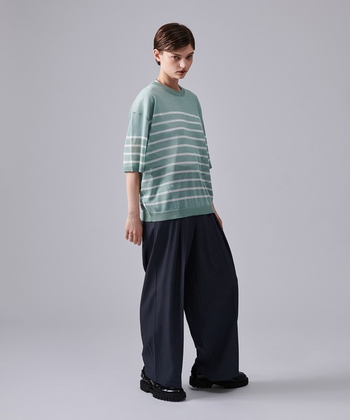 ONCILY(オンシェリー)の「SHEAR BORDER T-SHIRT / ボーダーシアーTシャツ(Tシャツ/カットソー・メンズ・ブルー/ネイビー・MEDIUM/LARGE)」の10枚目の写真