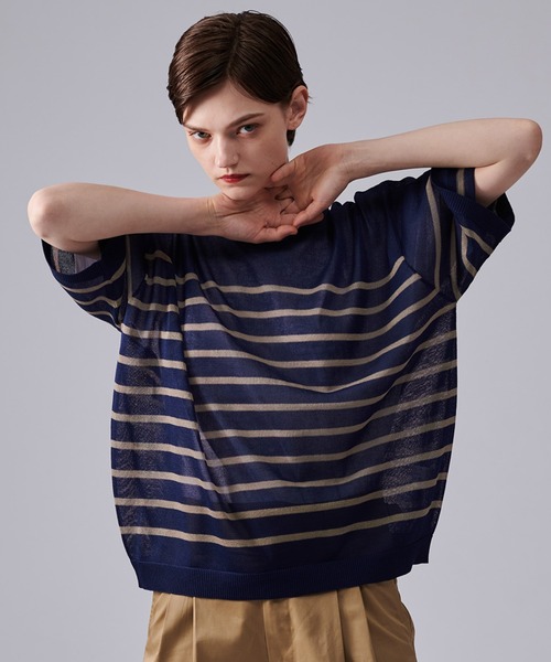ONCILY(オンシェリー)の「SHEAR BORDER T-SHIRT / ボーダーシアーTシャツ(Tシャツ/カットソー・メンズ・ブルー/ネイビー・MEDIUM/LARGE)」の14枚目の写真