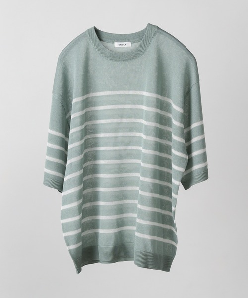 ONCILY(オンシェリー)の「SHEAR BORDER T-SHIRT / ボーダーシアーTシャツ(Tシャツ/カットソー・メンズ・ブルー/ネイビー・MEDIUM/LARGE)」の13枚目の写真