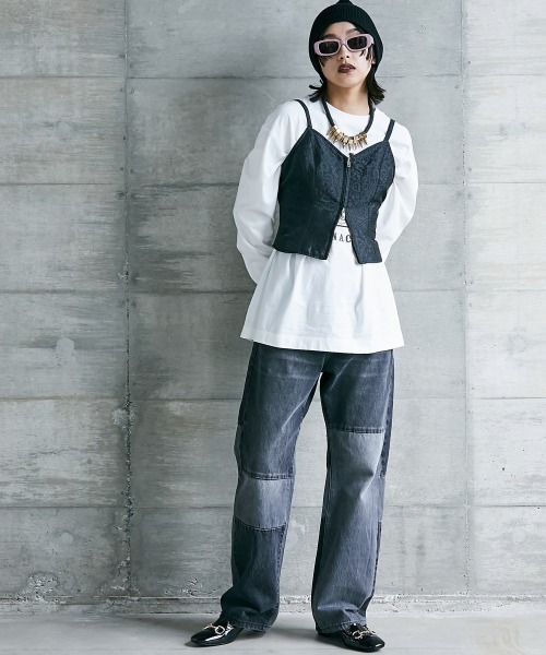 GEVS.（ジェイヴィス）の「 ピグメント染ロングスリーブTシャツ ＜大きいサイズ有＞GEVS.（Tシャツ/カットソー・レディース・オフホワイト/チャコール/ピンク・3L/LL/L/M/5L/4L）」の19枚目の写真