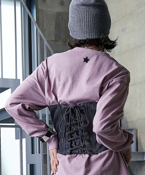 GEVS.（ジェイヴィス）の「 ピグメント染ロングスリーブTシャツ ＜大きいサイズ有＞GEVS.（Tシャツ/カットソー・レディース・オフホワイト/チャコール/ピンク・3L/LL/L/M/5L/4L）」の22枚目の写真