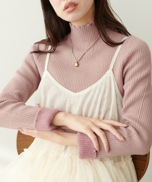 natural couture（ナチュラルクチュール）の「裏シャギープチハイリブニットプルオーバー（ニット/セーター・レディース・オフホワイト/ピンクベージュ/グレイッシュベージュ/チャコールグレー/ブラック・FREE）」の5枚目の写真