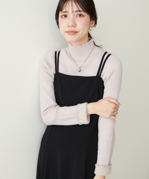 natural couture（ナチュラルクチュール）の「裏シャギープチハイリブニットプルオーバー（ニット/セーター・レディース・オフホワイト/ピンクベージュ/グレイッシュベージュ/チャコールグレー/ブラック・FREE）」の4枚目の写真