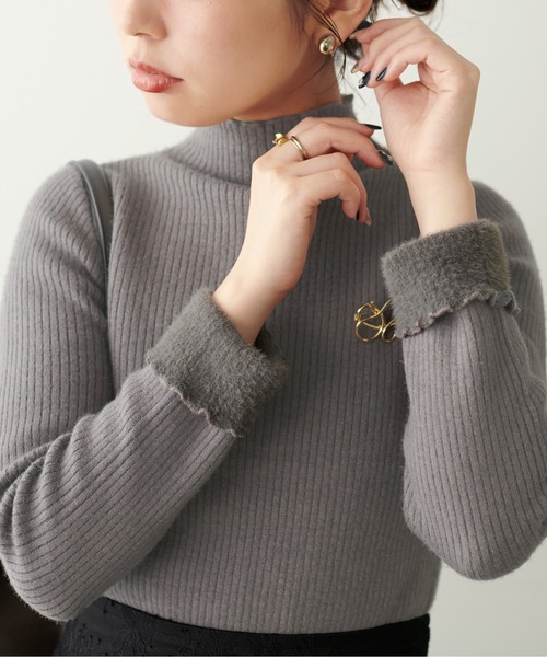 natural couture（ナチュラルクチュール）の「裏シャギープチハイリブニットプルオーバー（ニット/セーター・レディース・オフホワイト/ピンクベージュ/グレイッシュベージュ/チャコールグレー/ブラック・FREE）」の17枚目の写真