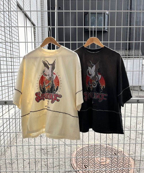 sevens（セブンズ）の「【sevens】ピグメントラインTシャツ（Tシャツ/カットソー・レディース・チャコールグレー/アイボリー・FREE）」の4枚目の写真