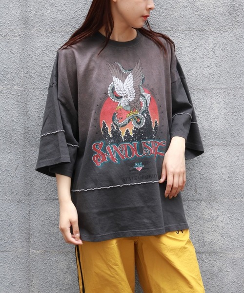 sevens（セブンズ）の「【sevens】ピグメントラインTシャツ（Tシャツ/カットソー・レディース・チャコールグレー/アイボリー・FREE）」の11枚目の写真