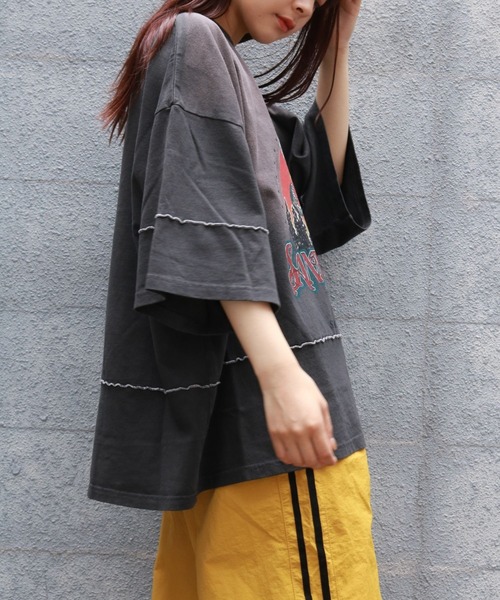 sevens（セブンズ）の「【sevens】ピグメントラインTシャツ（Tシャツ/カットソー・レディース・チャコールグレー/アイボリー・FREE）」の12枚目の写真