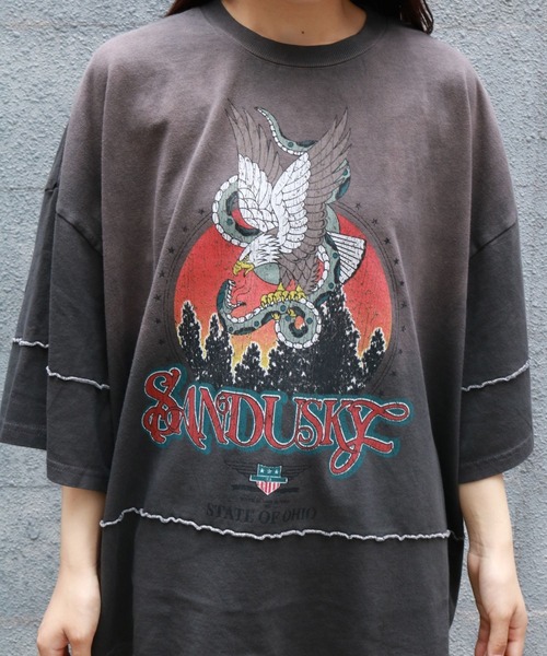 sevens（セブンズ）の「【sevens】ピグメントラインTシャツ（Tシャツ/カットソー・レディース・チャコールグレー/アイボリー・FREE）」の14枚目の写真