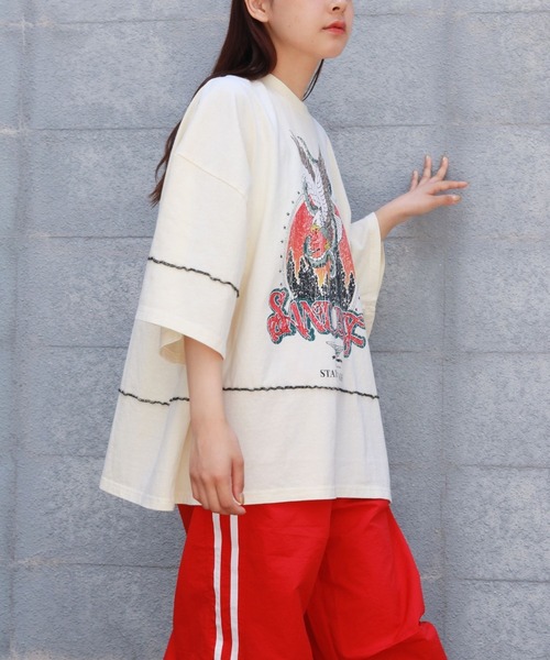 sevens（セブンズ）の「【sevens】ピグメントラインTシャツ（Tシャツ/カットソー・レディース・チャコールグレー/アイボリー・FREE）」の21枚目の写真