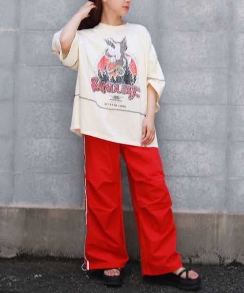 sevens（セブンズ）の「【sevens】ピグメントラインTシャツ（Tシャツ/カットソー・レディース・チャコールグレー/アイボリー・FREE）」の7枚目の写真