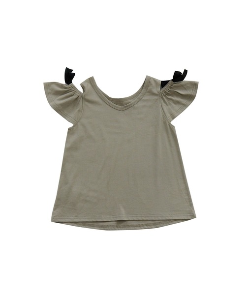 Bee des Bee(ビーデスビー)の「肩リボンオフショルトップス(Tシャツ/カットソー・キッズ・グレー/ミント/パープル系/チャコール/ブルー系/ローズ・110cm/100cm/120cm/140cm/150cm/130cm)」の7枚目の写真