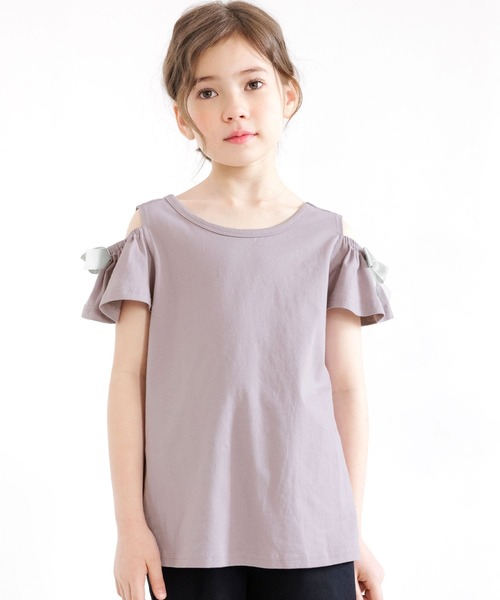 Bee des Bee(ビーデスビー)の「肩リボンオフショルトップス(Tシャツ/カットソー・キッズ・グレー/ミント/パープル系/チャコール/ブルー系/ローズ・110cm/100cm/120cm/140cm/150cm/130cm)」の20枚目の写真