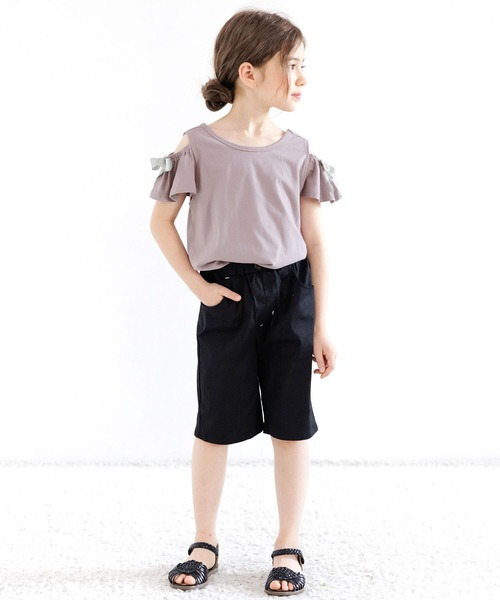 Bee des Bee(ビーデスビー)の「肩リボンオフショルトップス(Tシャツ/カットソー・キッズ・グレー/ミント/パープル系/チャコール/ブルー系/ローズ・110cm/100cm/120cm/140cm/150cm/130cm)」の21枚目の写真