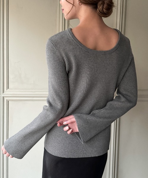 junoah(ジュノア)の「2wayネックリブニット(ニット/セーター・レディース・アイボリー/ブラック/グレー・LARGE/MEDIUM)」の1枚目の写真