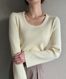 2wayネックリブニット