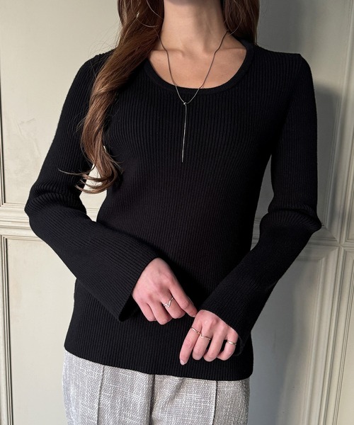 junoah(ジュノア)の「2wayネックリブニット(ニット/セーター・レディース・アイボリー/ブラック/グレー・LARGE/MEDIUM)」の5枚目の写真