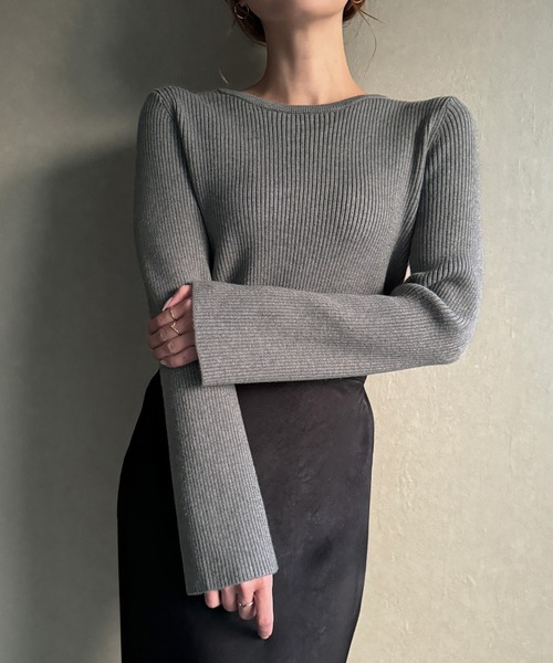 junoah(ジュノア)の「2wayネックリブニット(ニット/セーター・レディース・アイボリー/ブラック/グレー・LARGE/MEDIUM)」の8枚目の写真