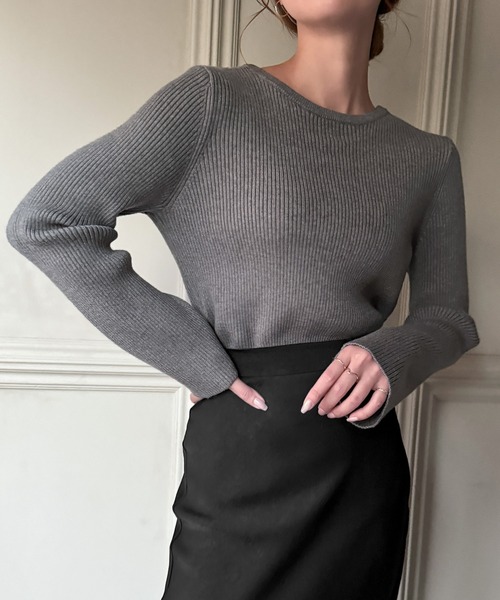 junoah(ジュノア)の「2wayネックリブニット(ニット/セーター・レディース・アイボリー/ブラック/グレー・LARGE/MEDIUM)」の9枚目の写真
