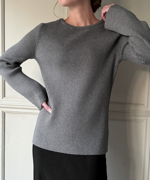 junoah(ジュノア)の「2wayネックリブニット(ニット/セーター・レディース・アイボリー/ブラック/グレー・LARGE/MEDIUM)」の11枚目の写真