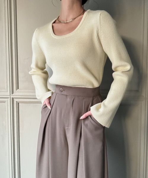 junoah(ジュノア)の「2wayネックリブニット(ニット/セーター・レディース・アイボリー/ブラック/グレー・LARGE/MEDIUM)」の13枚目の写真