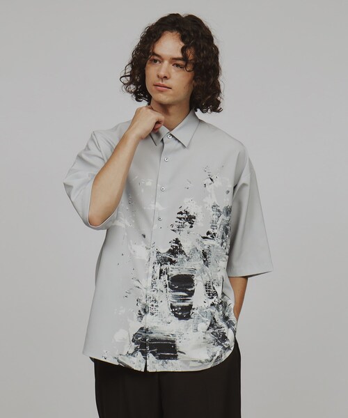 tk.TAKEO KIKUCHI（ティーケータケオキクチ）の「◆半袖ペイントシャツ（シャツ/ブラウス・メンズ・グレー系3/ブラック系3/ホワイト系4・03/02）」の3枚目の写真