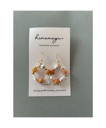 【himemayu】キャンディクオーツとパールのピアス(MA)