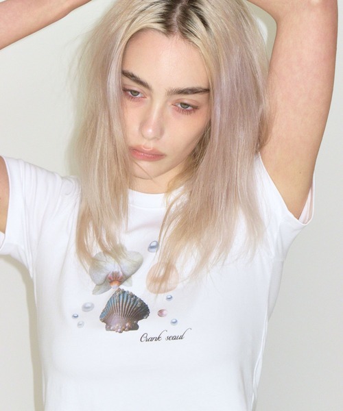 CRANK（クランク）の「CRANK／SHELLプリントT（Tシャツ/カットソー・レディース・イエロー/ホワイト・FREE）」の7枚目の写真